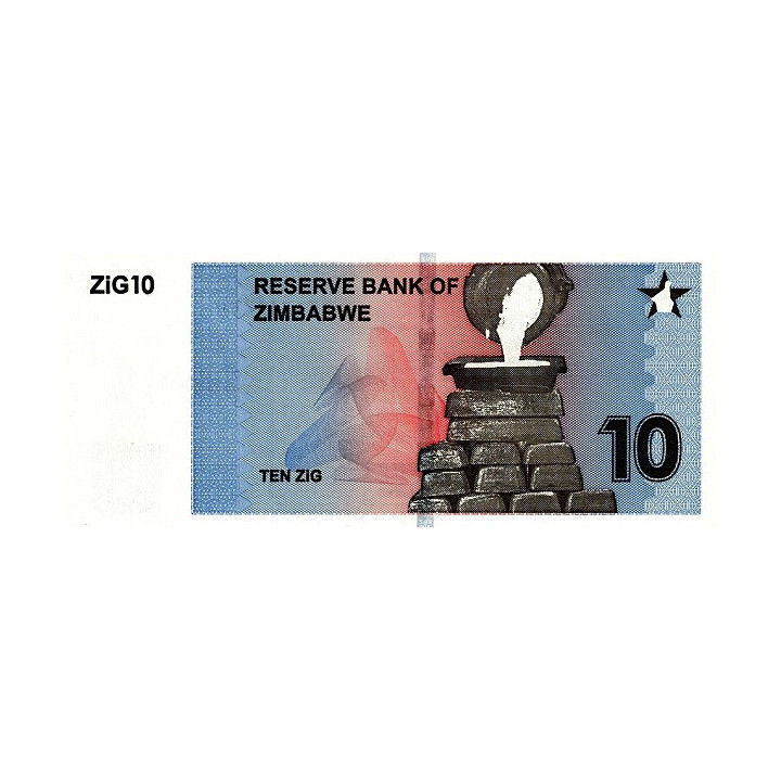 Zimbabwe 10 Dollars ZiG Zig Gold 2024 P110