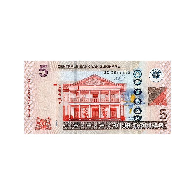 Suriname 5 Dollars 2020 P162c