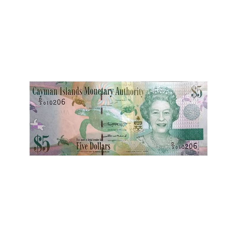 Cayman Islands 5 Dollars 2018 P39c