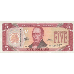 Liberia 5 Dollars 2011 P26g
