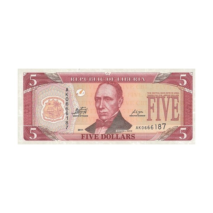 Liberia 5 Dollars 2011 P26g