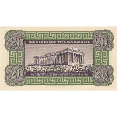 Grekland 20 Drachmai 1940 P315
