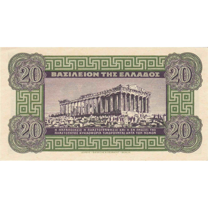 Grekland 20 Drachmai 1940 P315