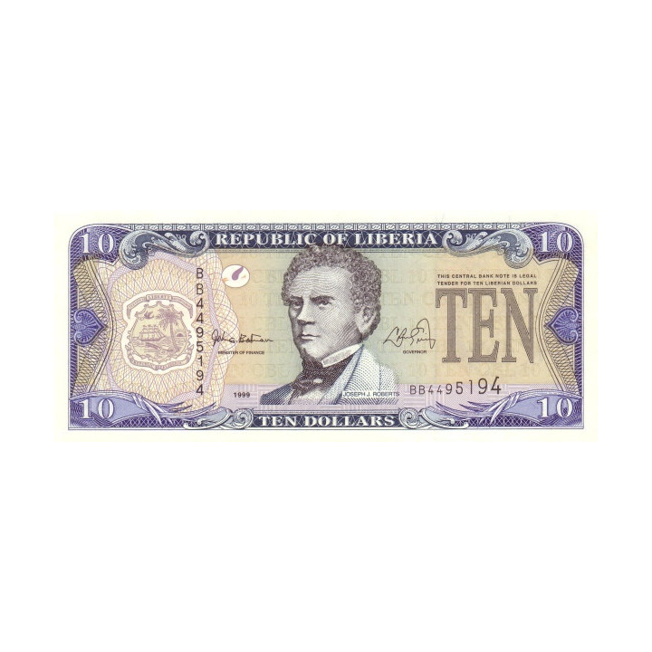 Liberia 10 Dollars 1999 P22