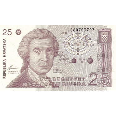 Croatia 25 Dinara 1991 P19a
