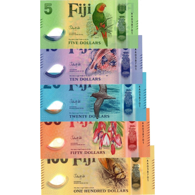 Fiji Dollars 2025 set polymer matching serial numbers