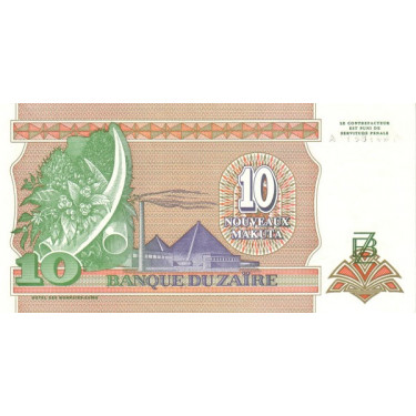 Zaire 10 Nouveaux Makuta 1993 P-49