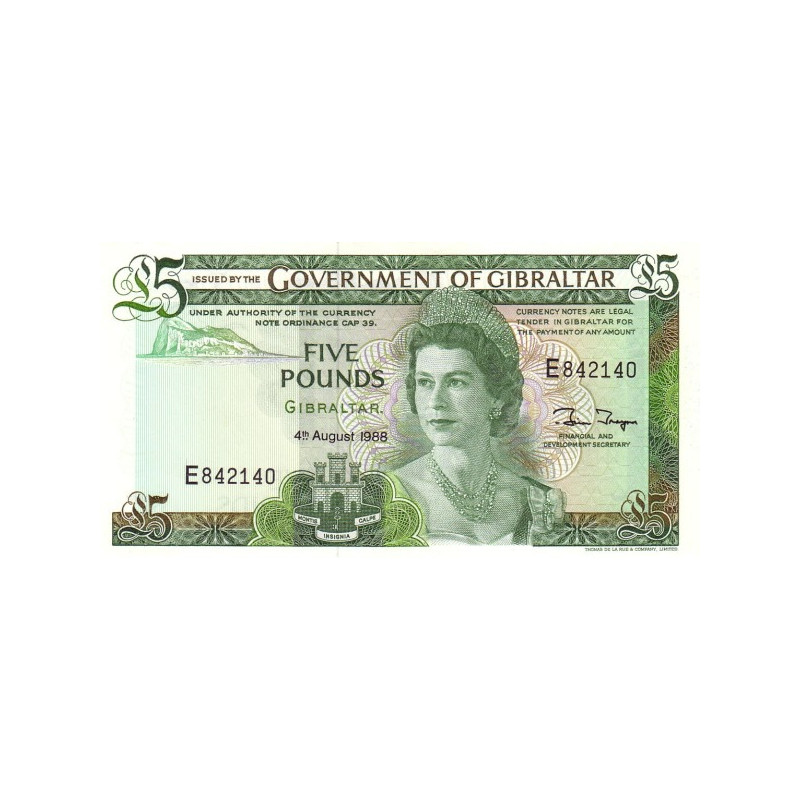 Gibraltar 5 Pounds 1988 P21b