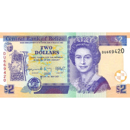 Belize 2 Dollars 2021 P66