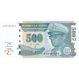 Zaire 500 Nouveaux Zaires 1995 P-65