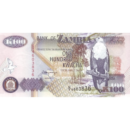 Zambia 100 Kwacha 1992 P-38b