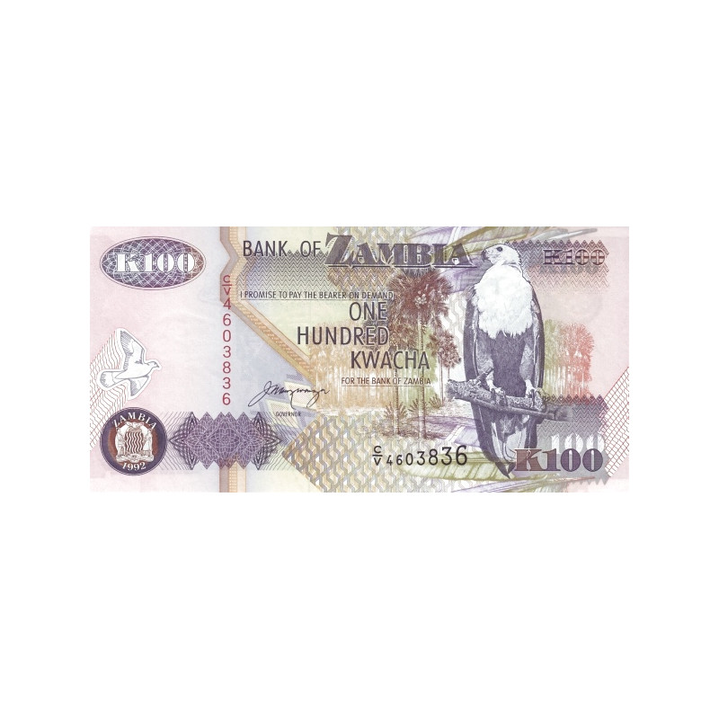 Zambia 100 Kwacha 1992 P-38b