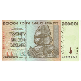 Zimbabwe 20 Billion Dollars 2008 P-86