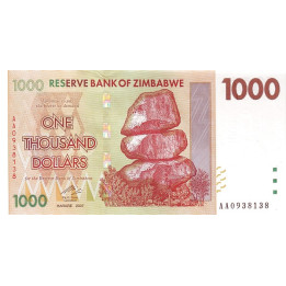Zimbabwe 1000 Dollars 2007 P-71