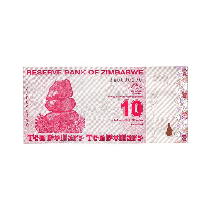 Zimbabwe 10 Dollars 2009 P-94