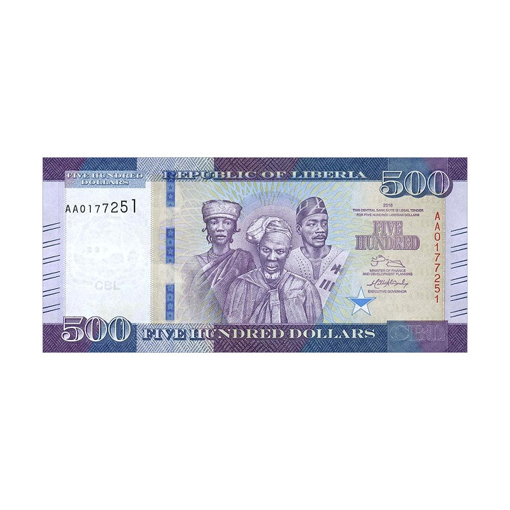 Liberia 500 dollars 2016 P-36a