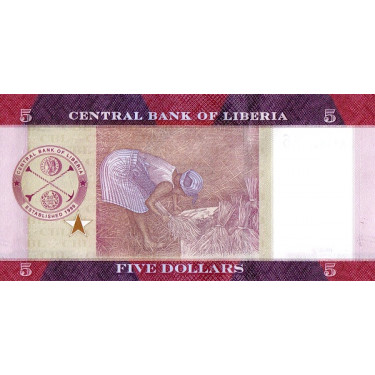 Liberia 5 Dollars 2016 P-31a