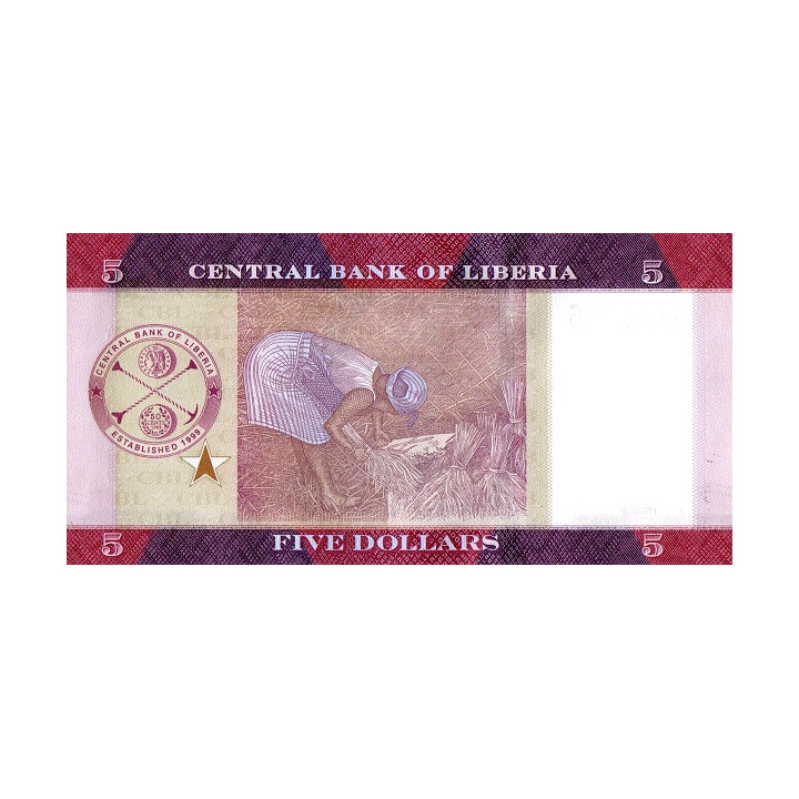 Liberia 5 Dollars 2016 P-31a