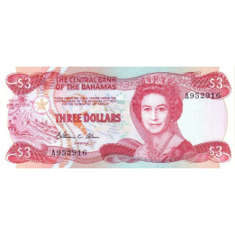 Bahamas 3 dollars 1984 P-44 Katalogvärde $60