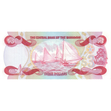 Bahamas 3 dollars 1984 P-44 Catalogue Value $60