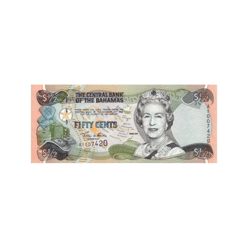 Bahamas 50 cents 2001 P-68