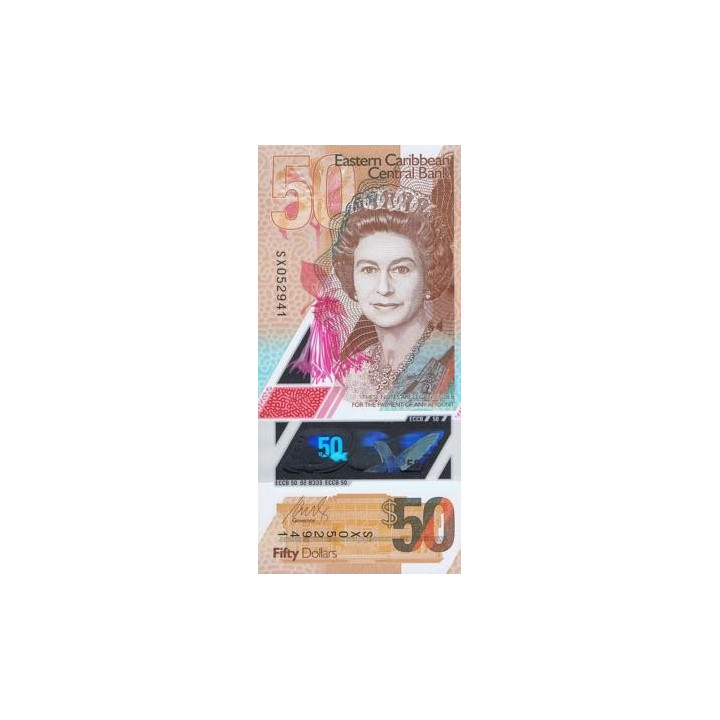 Eastern Caribbean 50 dollars 2019 ND P-New plastsedel