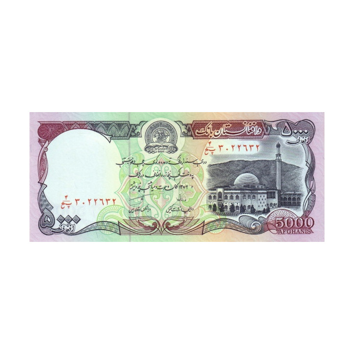 Afghanistan 5000 Afhanis 1993 P-62