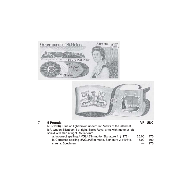 Saint Helena 5 Pounds 1981 P-7b