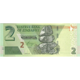 Zimbabwe 2 Dollars 2019 P-new