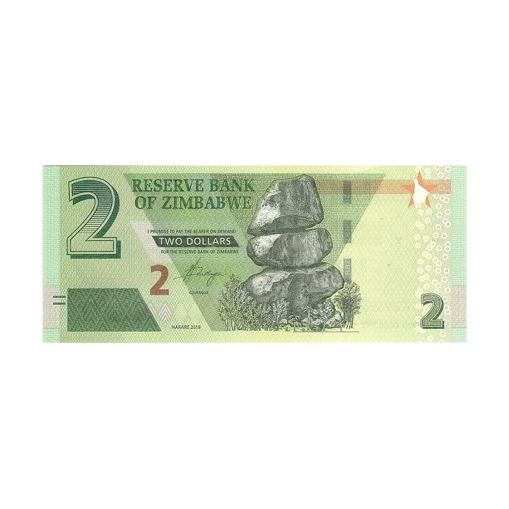 Zimbabwe 2 Dollars 2019 P-new
