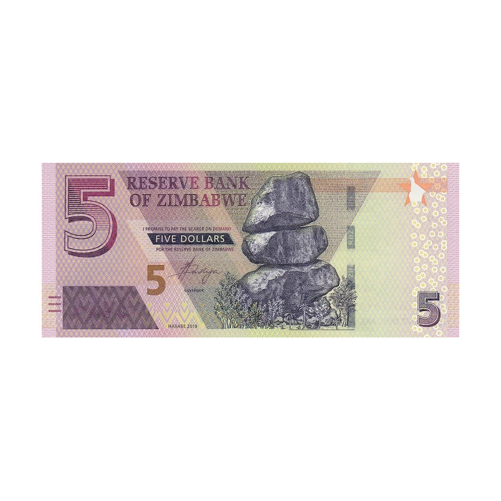 Zimbabwe 5 Dollars 2019 P-new