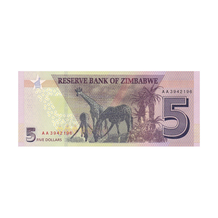 Zimbabwe 5 Dollars 2019 P-new