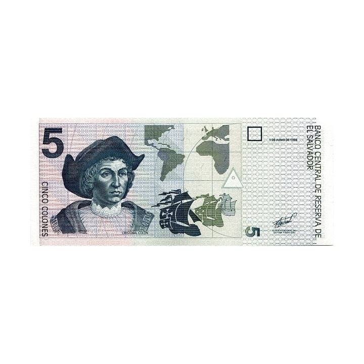 El Salvador 5 Colones 1998 P-147b