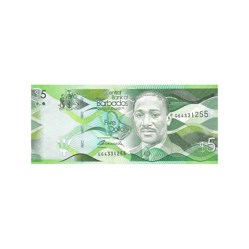 Barbados 5 Dollars 2017 P-74b