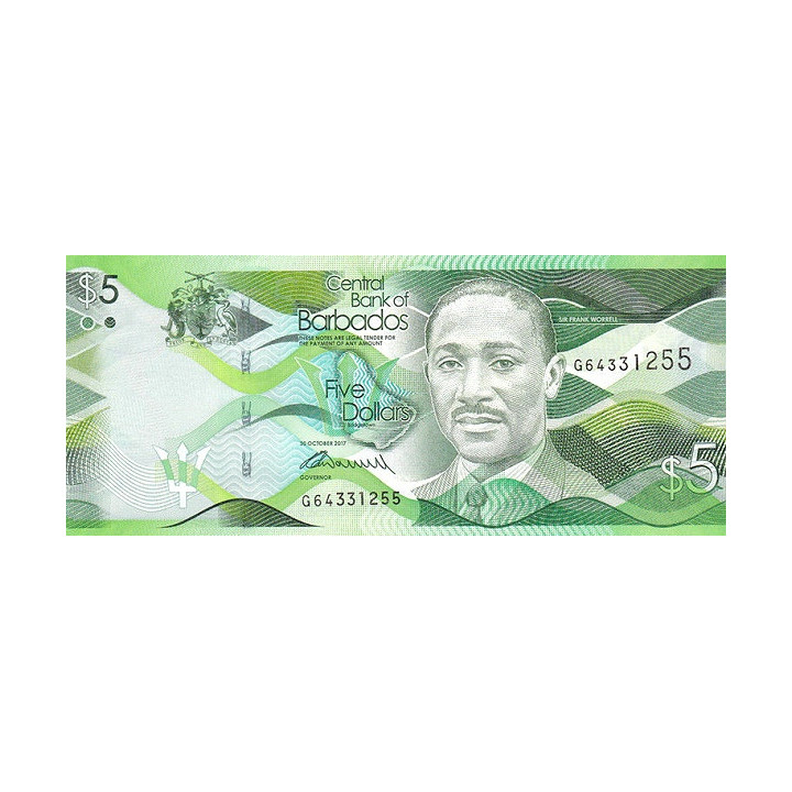 Barbados 5 Dollars 2017 P-74b