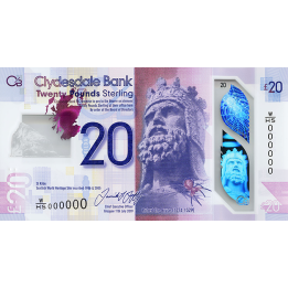 Scotland 20 Pounds 2020 P-new Clydesdale Bank