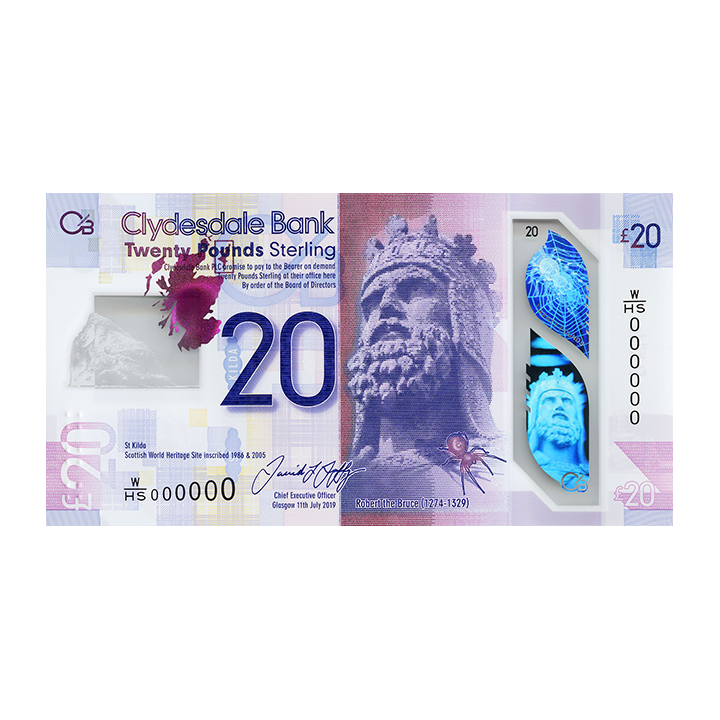 Scotland 20 Pounds 2020 P-new Clydesdale Bank