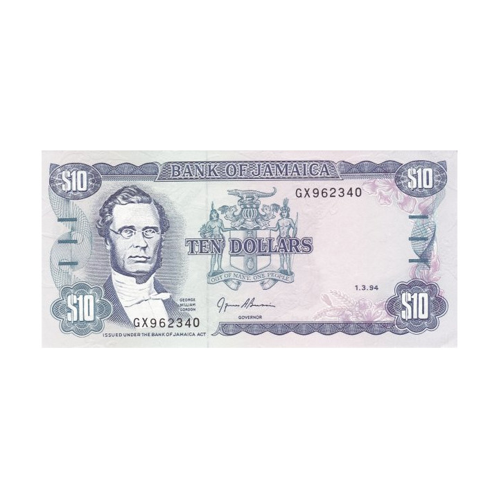 Jamaica 10 dollars 1994 P-71e